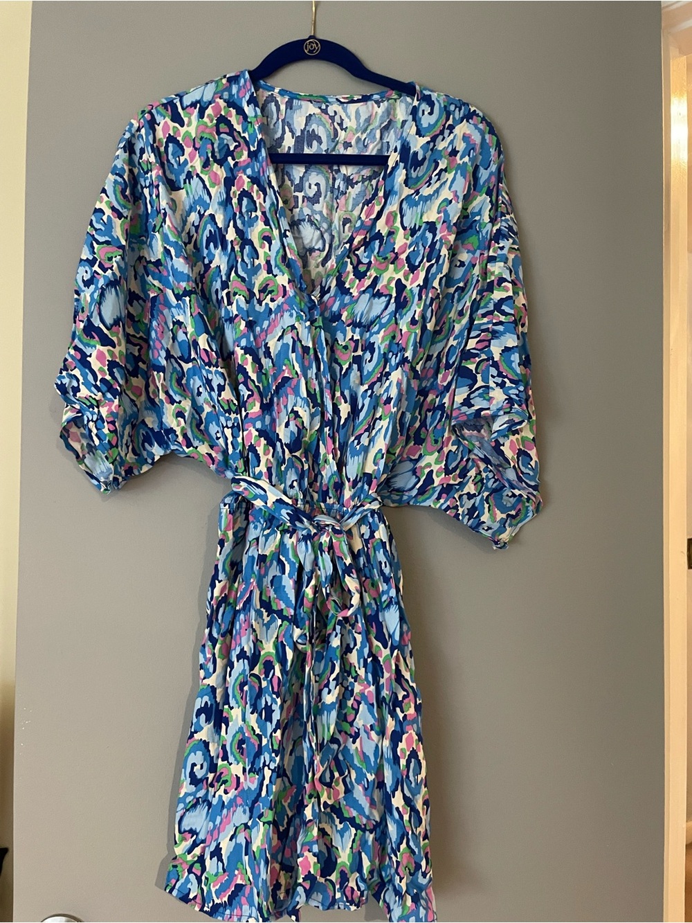 Macy’s Blue Multicolor Floral Shorts Jumpsuit